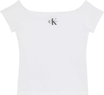 T-SHIRT COLLO A BARCA CALVIN KLEIN JEANS DA DONNA BIANCO