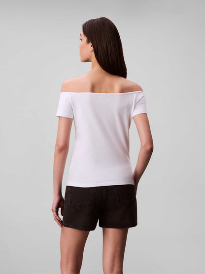 T-SHIRT COLLO A BARCA CALVIN KLEIN JEANS DA DONNA BIANCO