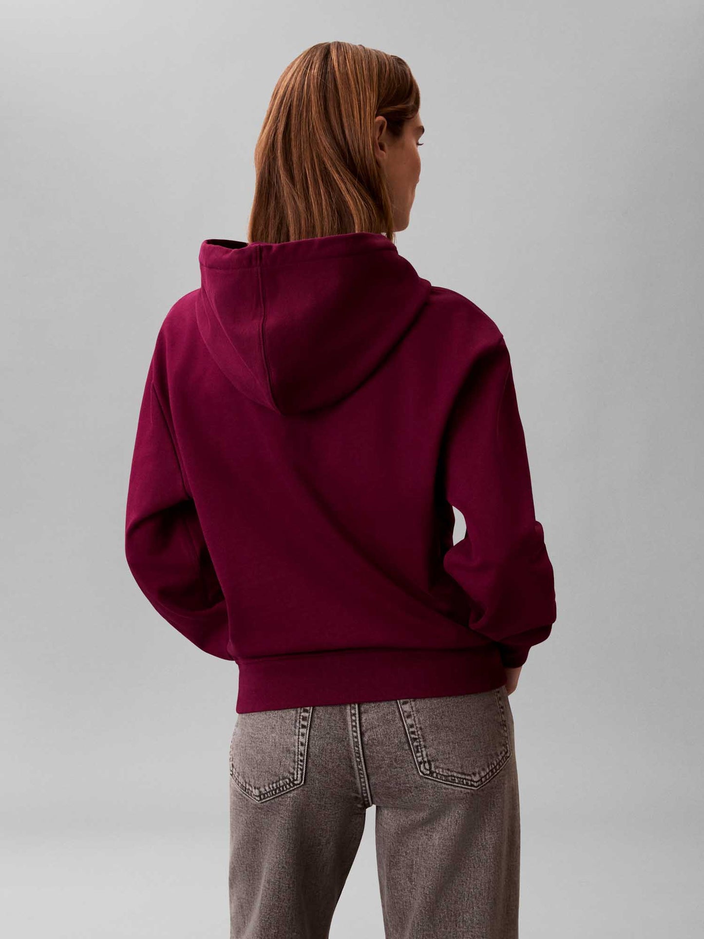 Felpa con cappuccio bordeaux Calvin Klein da donna