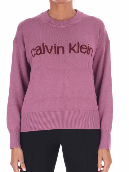PULLOVER GIROCOLLO CON LOGO CALVIN KLEIN DA DONNA BORDEAUX