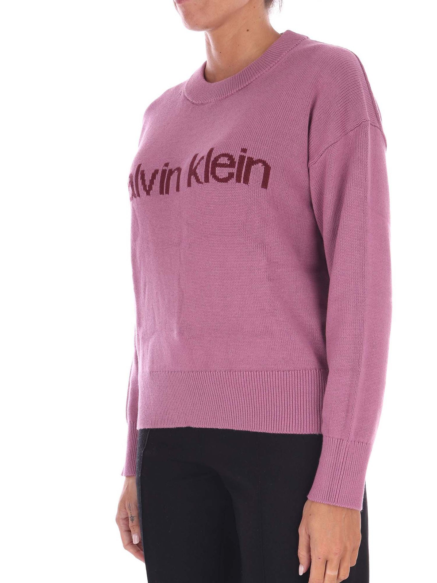 PULLOVER GIROCOLLO CON LOGO CALVIN KLEIN DA DONNA BORDEAUX