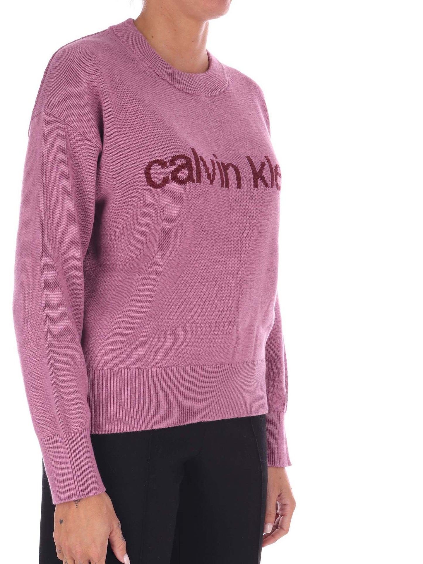 PULLOVER GIROCOLLO CON LOGO CALVIN KLEIN DA DONNA BORDEAUX