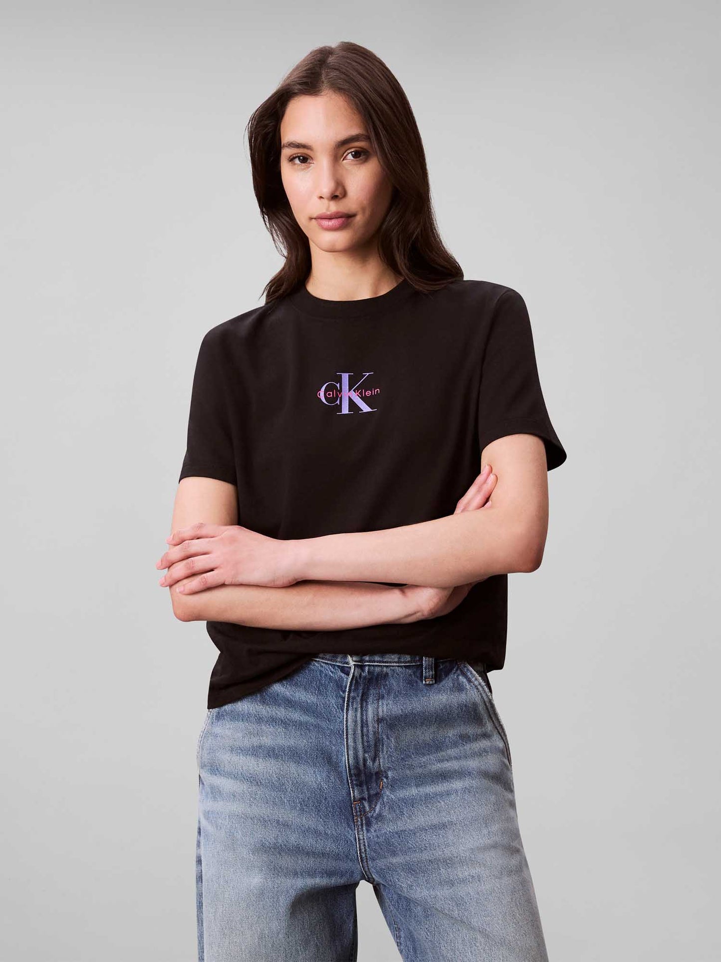 T-SHIRT CLASSIC LOGO CALVIN KLEIN JEANS DA DONNA NERO