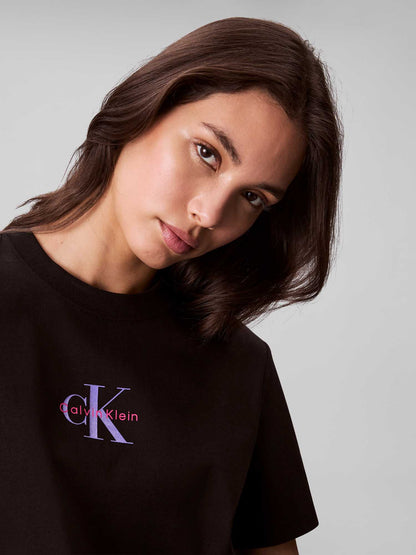 T-SHIRT CLASSIC LOGO CALVIN KLEIN JEANS DA DONNA NERO