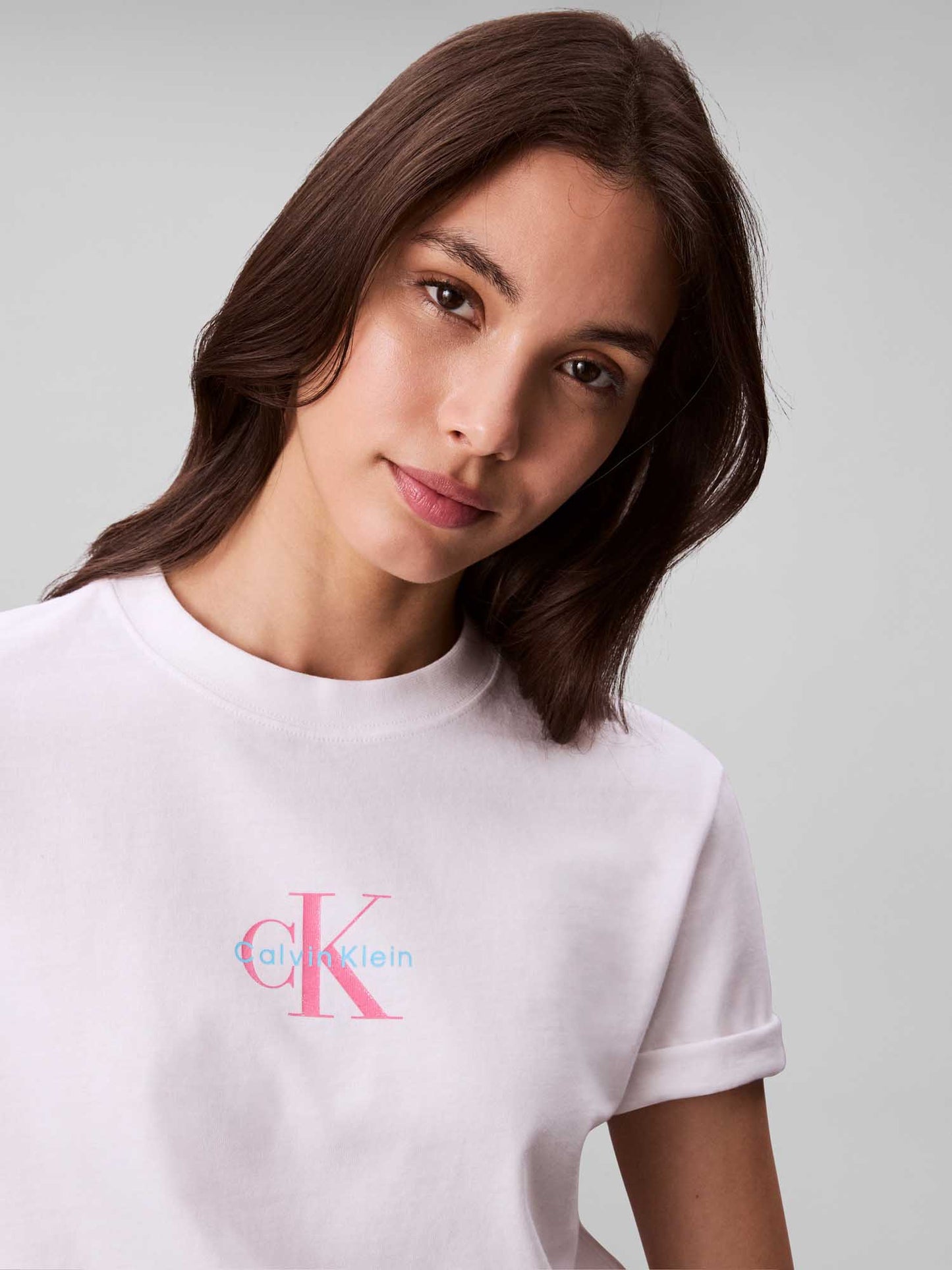 T-SHIRT CLASSIC LOGO CALVIN KLEIN JEANS DA DONNA BIANCO