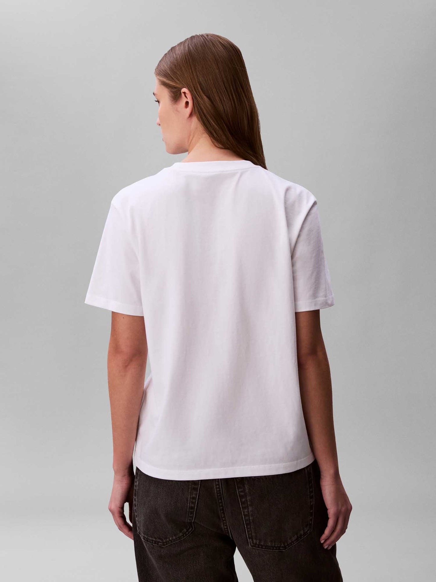 Calvin Klein Jeans Classic Logo, t-shirt bianca donna con dettaglio glitter