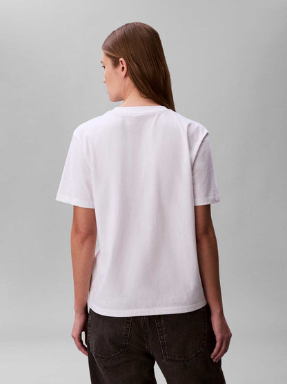 Calvin Klein Jeans Classic Logo, t-shirt bianca donna con dettaglio glitter