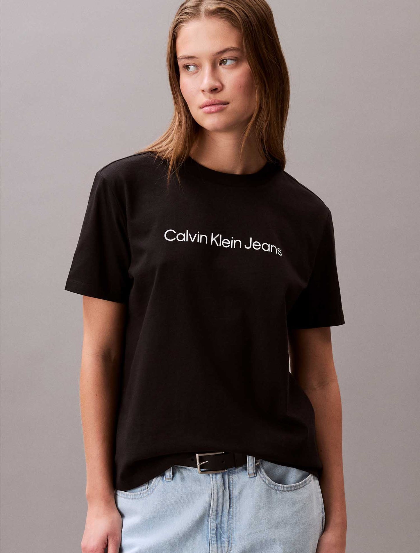 T-SHIRT LOGO CALVIN KLEIN JEANS DA DONNA NERO