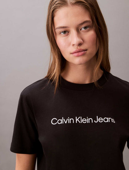 T-SHIRT LOGO CALVIN KLEIN JEANS DA DONNA NERO