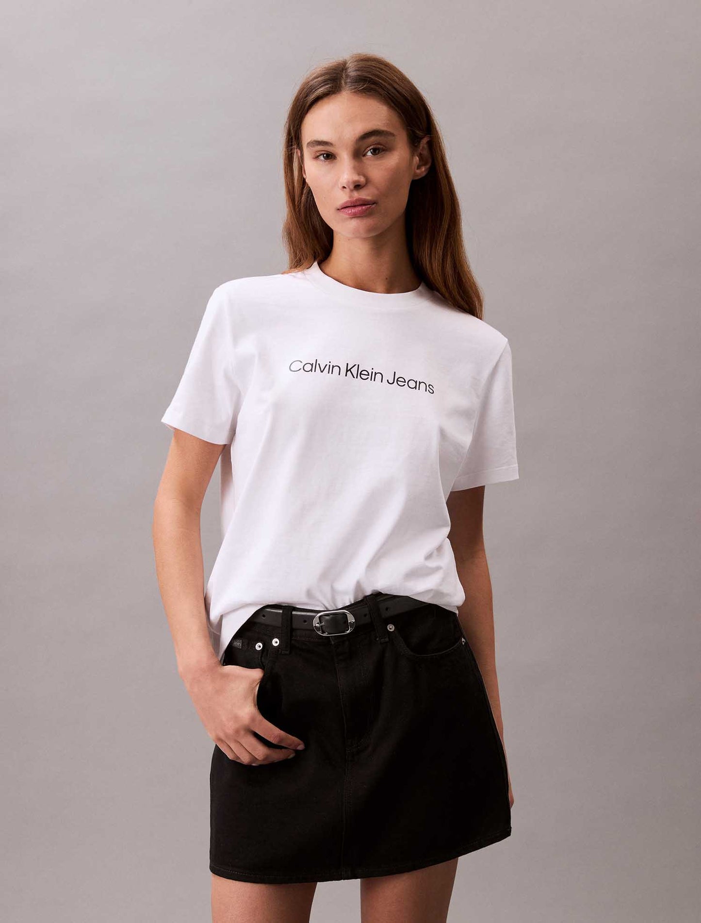 T-SHIRT LOGO CALVIN KLEIN JEANS DA DONNA BIANCO