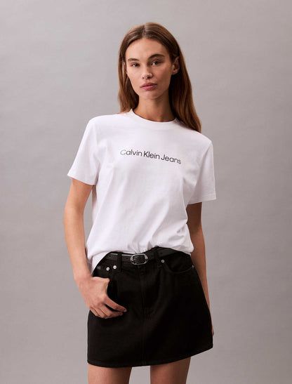 T-SHIRT LOGO CALVIN KLEIN JEANS DA DONNA BIANCO