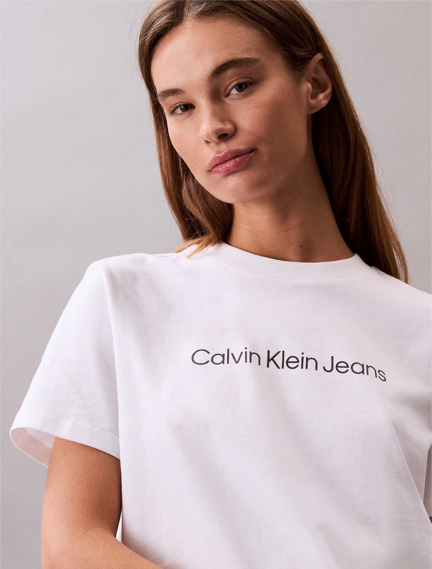 T-SHIRT LOGO CALVIN KLEIN JEANS DA DONNA BIANCO