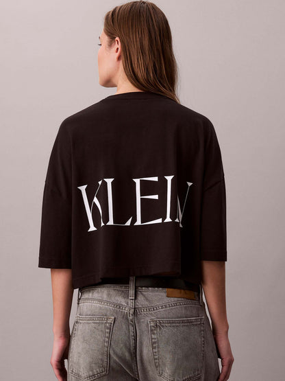 T-SHIRT GRAFICA CROPPED CALVIN KLEIN JEANS DA DONNA NERO