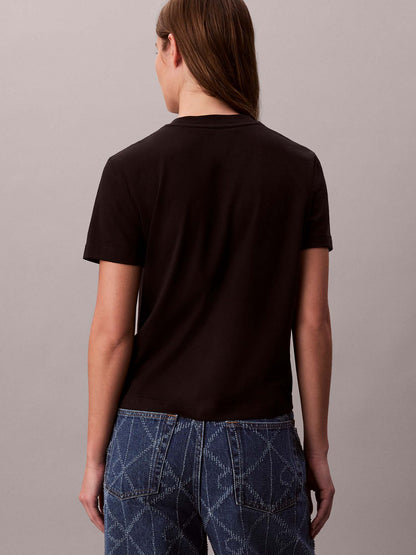 T-SHIRT CROP FITTED SCRIPT CALVIN KLEIN JEANS DA DONNA NERO
