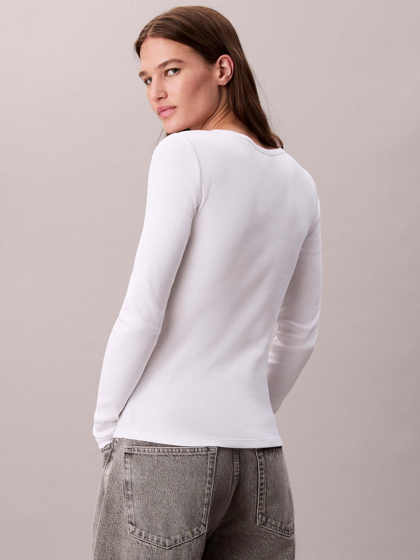 MAGLIA A MANICA LUNGA WOVEN CALVIN KLEIN JEANS DA DONNA BIANCO