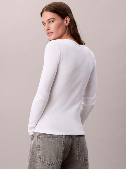 MAGLIA A MANICA LUNGA WOVEN CALVIN KLEIN JEANS DA DONNA BIANCO