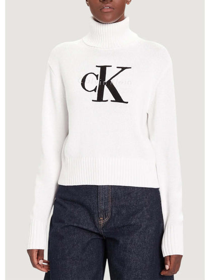 PULLOVER CON COLLO A LUPETTO CALVIN KLEIN JEANS DA DONNA BIANCO