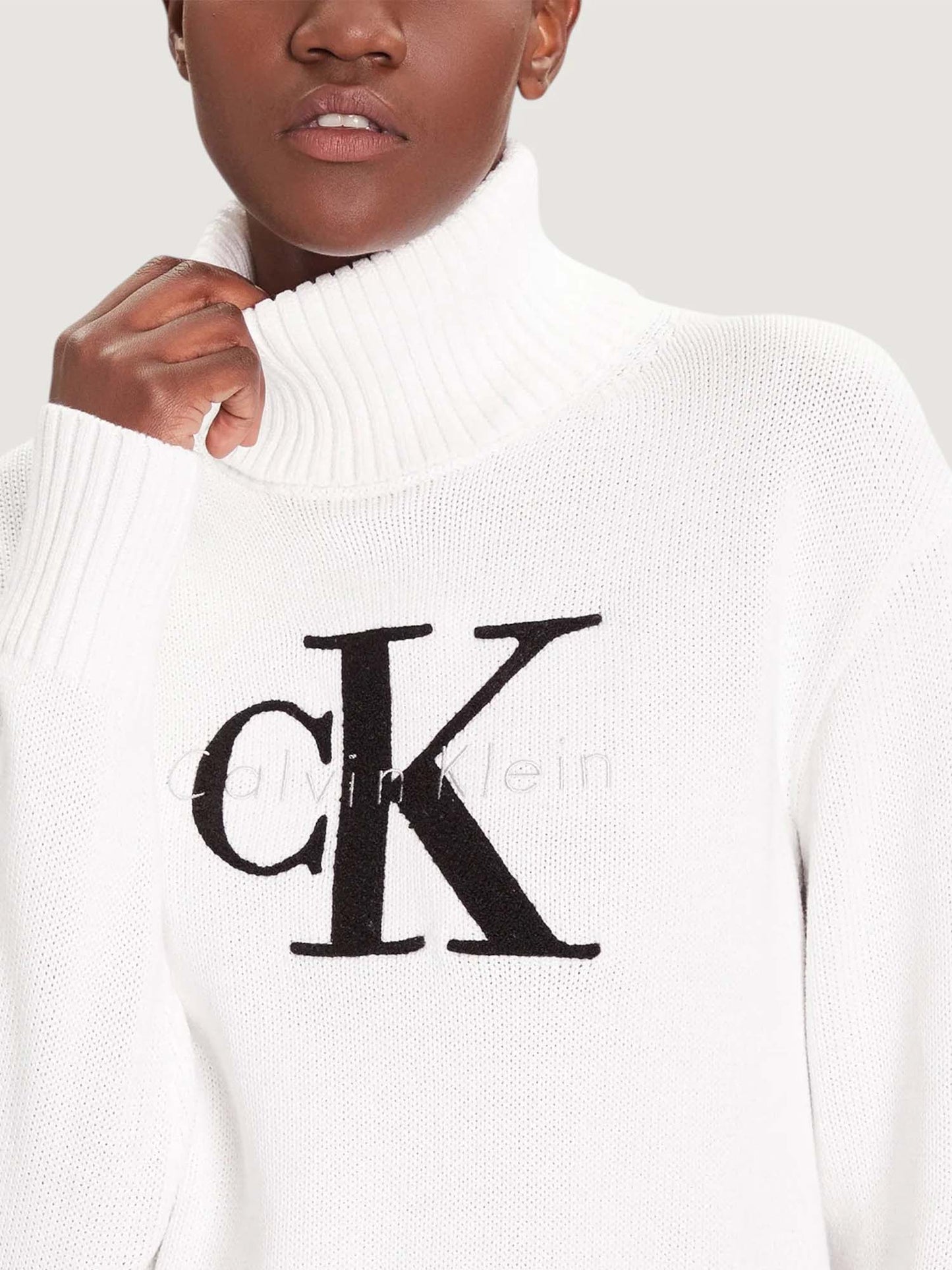 PULLOVER CON COLLO A LUPETTO CALVIN KLEIN JEANS DA DONNA BIANCO