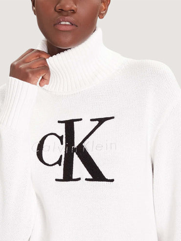 PULLOVER CON COLLO A LUPETTO CALVIN KLEIN JEANS DA DONNA BIANCO