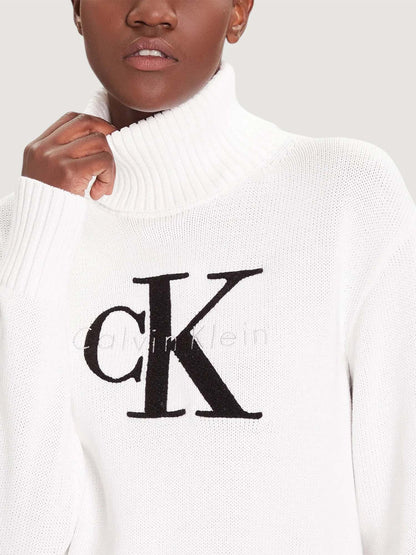 PULLOVER CON COLLO A LUPETTO CALVIN KLEIN JEANS DA DONNA BIANCO