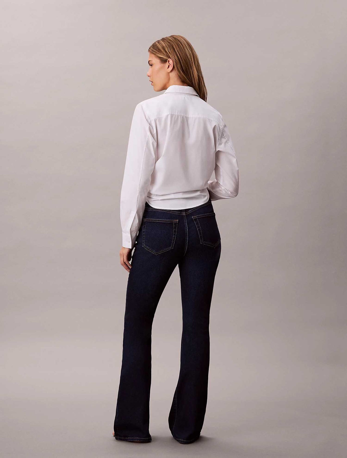 Jeans flare a vita alta donna in denim blu Calvin Klein