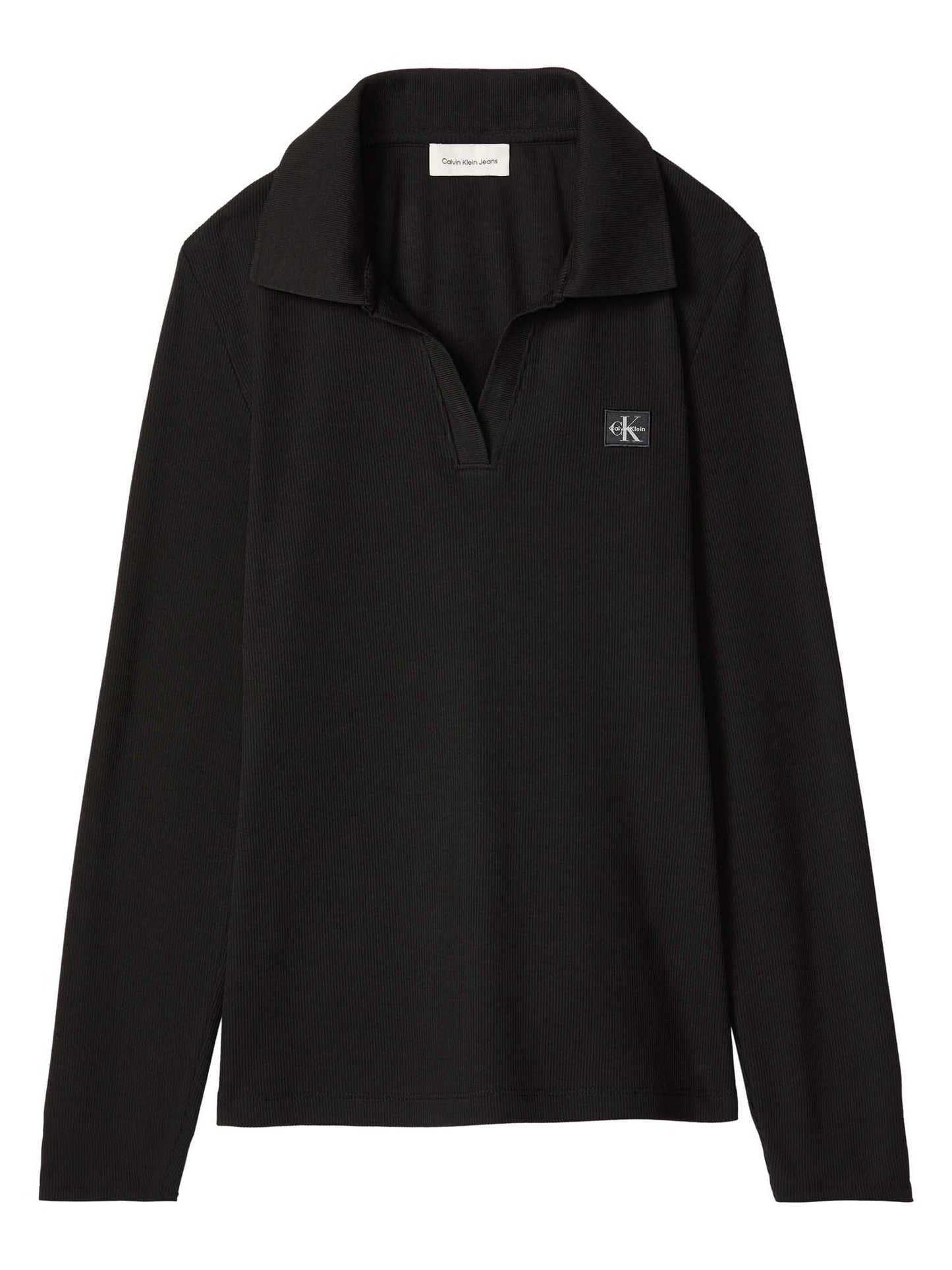 Polo maniche lunghe Calvin Klein da donna in cotone nero