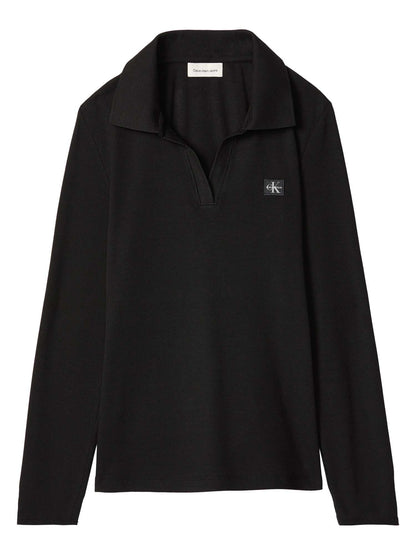 Polo maniche lunghe Calvin Klein da donna in cotone nero