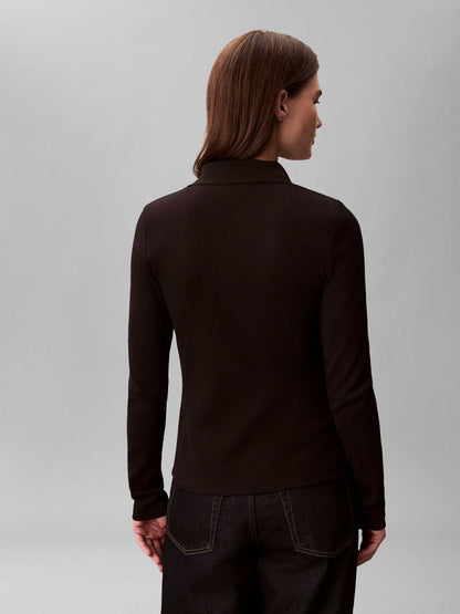 Polo maniche lunghe Calvin Klein da donna in cotone nero