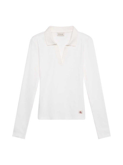 Polo maniche lunghe bianca Calvin Klein Jeans da donna slim fit