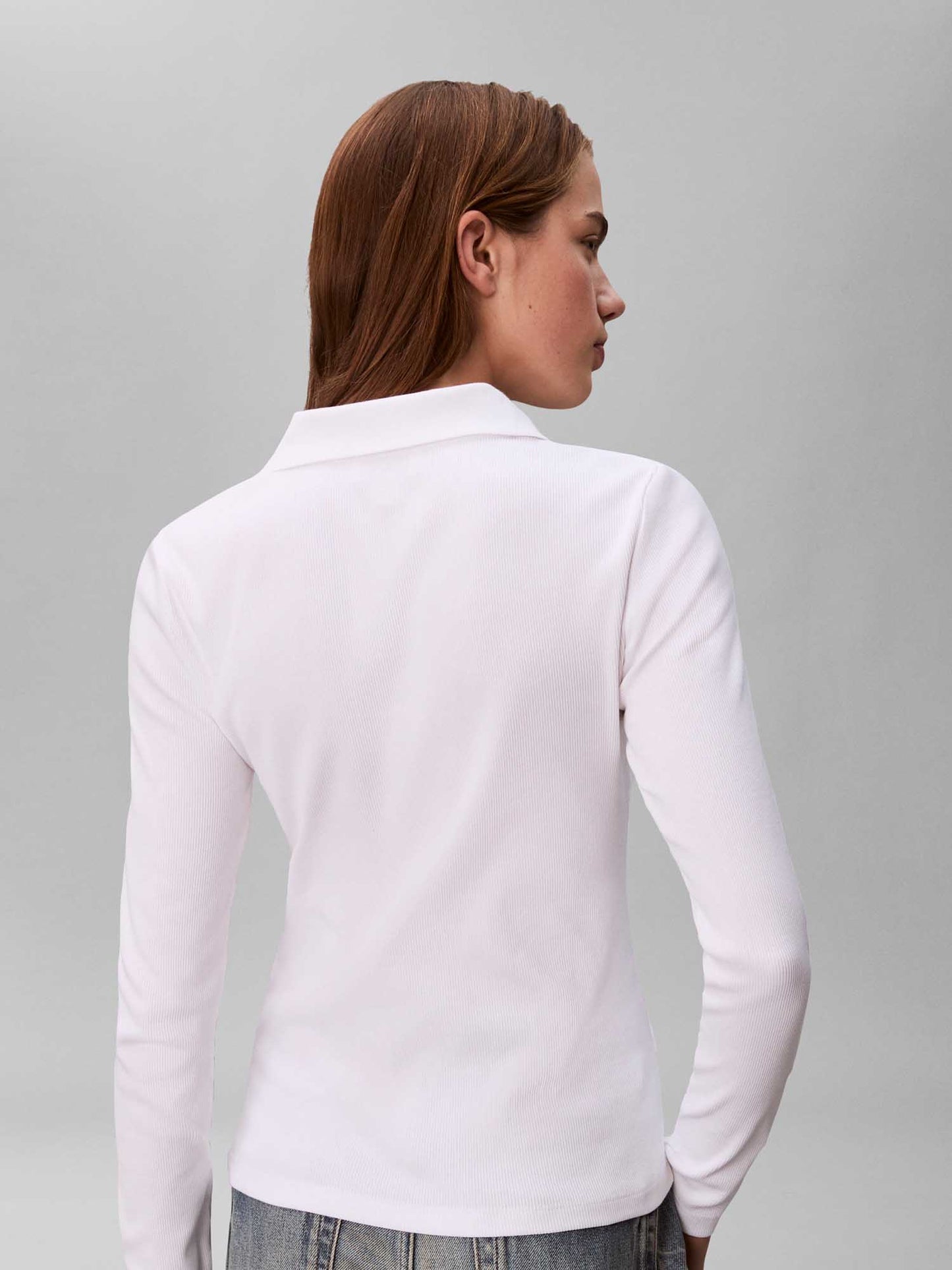 Polo maniche lunghe bianca Calvin Klein Jeans da donna slim fit
