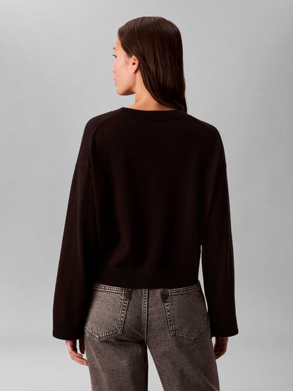 Maglia nera Calvin Klein Jeans con monogramma jacquard da donna