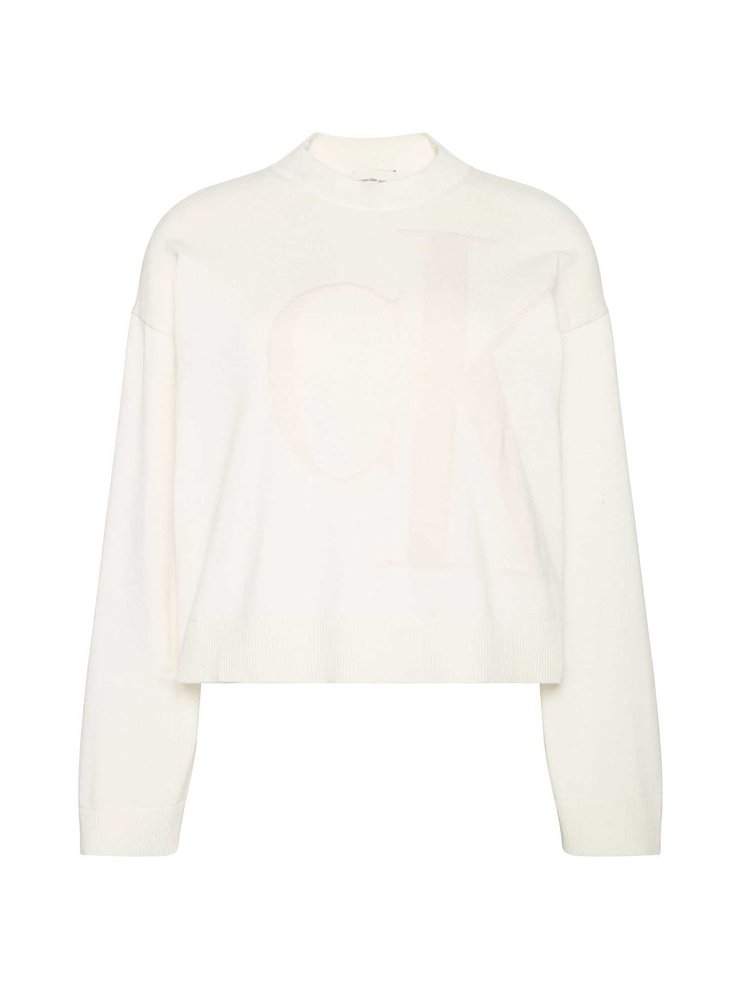 Maglia maniche lunghe Calvin Klein Jeans bianca da donna con monogramma