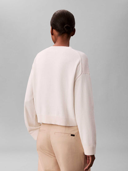 Maglia maniche lunghe Calvin Klein Jeans bianca da donna con monogramma