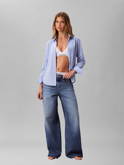 Jeans wide leg in denim medio da donna con vita alta Calvin Klein