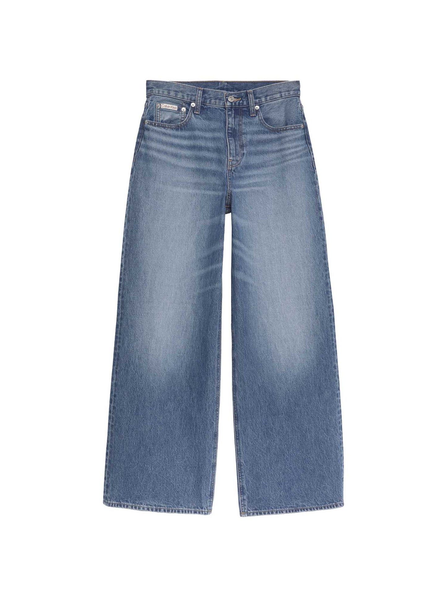 Jeans wide leg in denim medio da donna con vita alta Calvin Klein