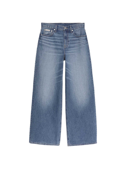 Jeans wide leg in denim medio da donna con vita alta Calvin Klein