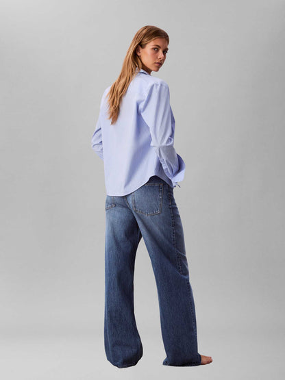 Jeans wide leg in denim medio da donna con vita alta Calvin Klein