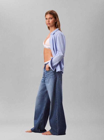 Jeans wide leg in denim medio da donna con vita alta Calvin Klein