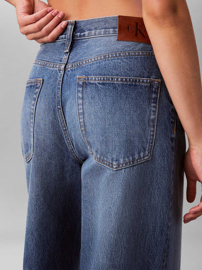 Jeans wide leg in denim medio da donna con vita alta Calvin Klein