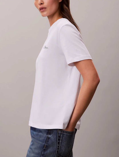 T-shirt bianca Calvin Klein Jeans con girocollo da donna