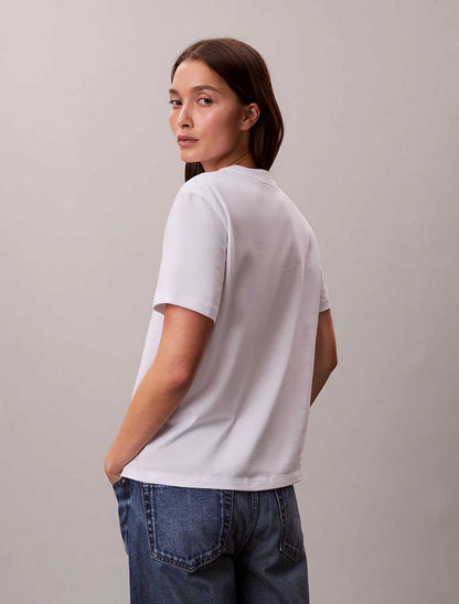 T-shirt bianca Calvin Klein Jeans con girocollo da donna