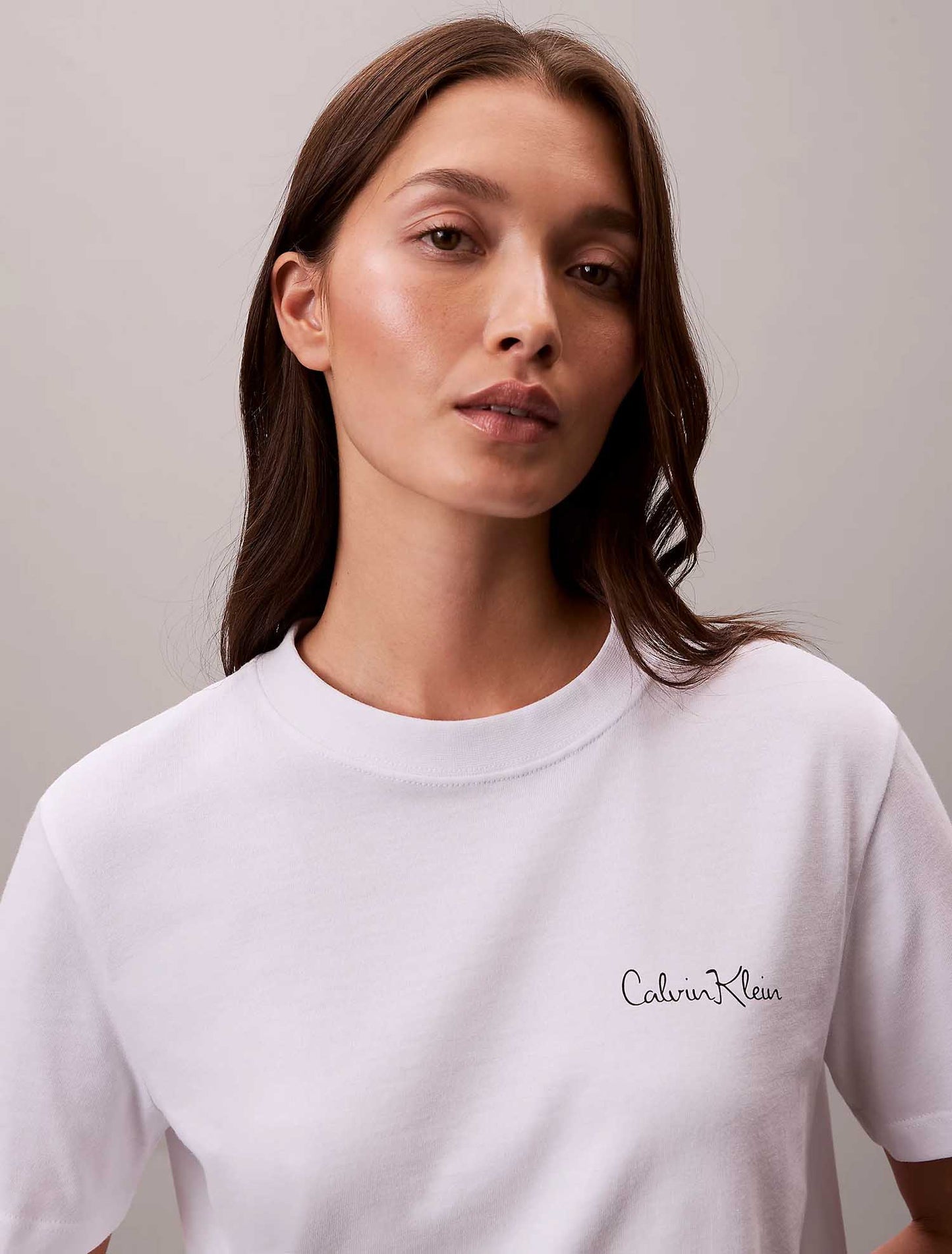 T-shirt bianca Calvin Klein Jeans con girocollo da donna