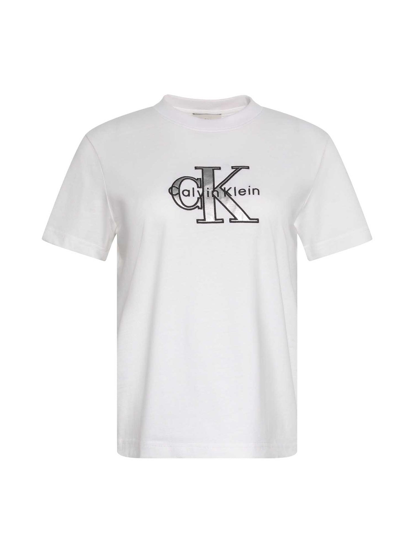 T-shirt bianca donna Calvin Klein Jeans con logo metallico