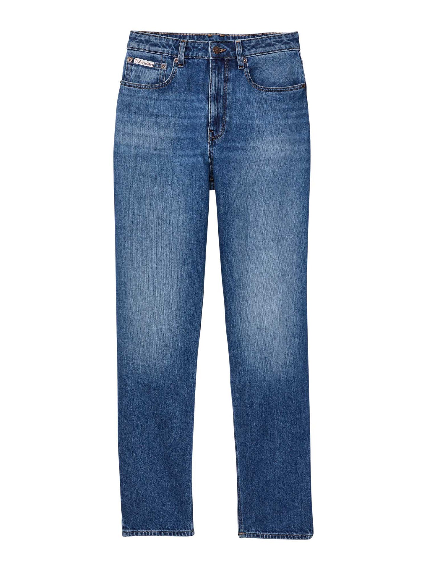 Jeans tapered fit a vita alta da donna in denim Calvin Klein