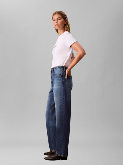 Jeans tapered fit a vita alta da donna in denim Calvin Klein