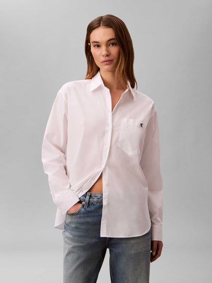 Camicia bianca Calvin Klein in popeline di cotone relaxed fit da donna