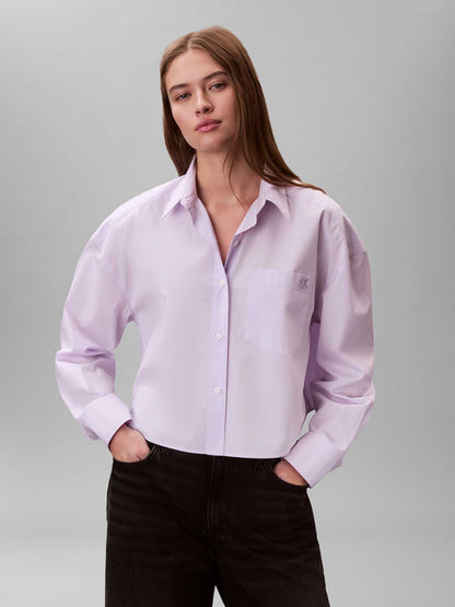 Camicia cropped lilla in cotone da donna Calvin Klein
