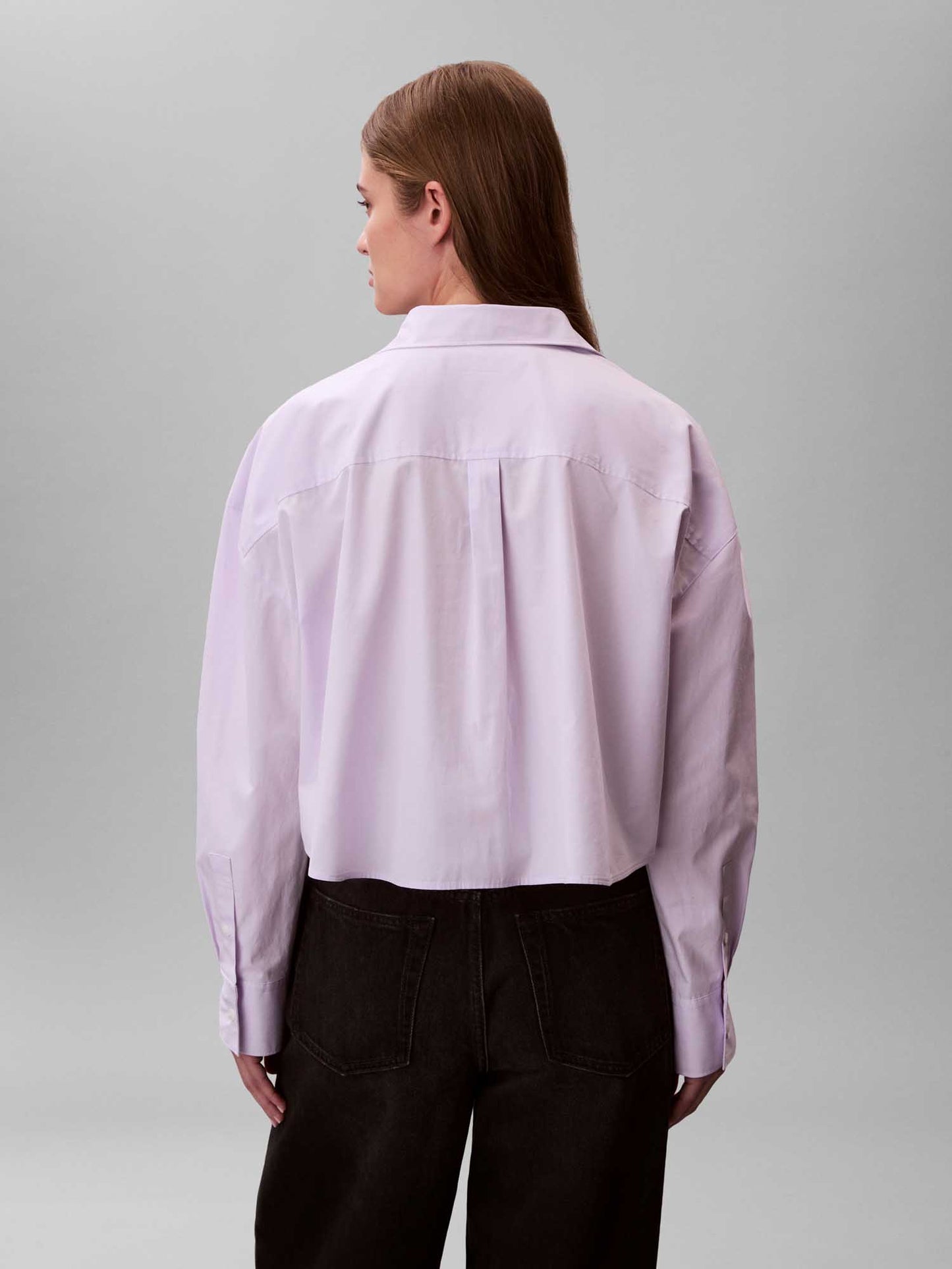 Camicia cropped lilla in cotone da donna Calvin Klein