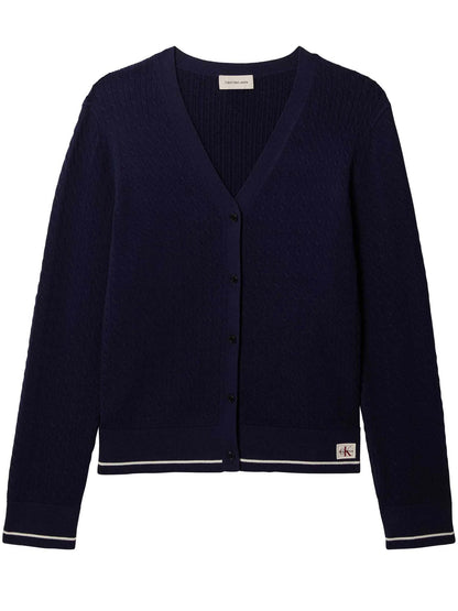 Cardigan blu Calvin Klein Jeans in maglia a trecce da donna