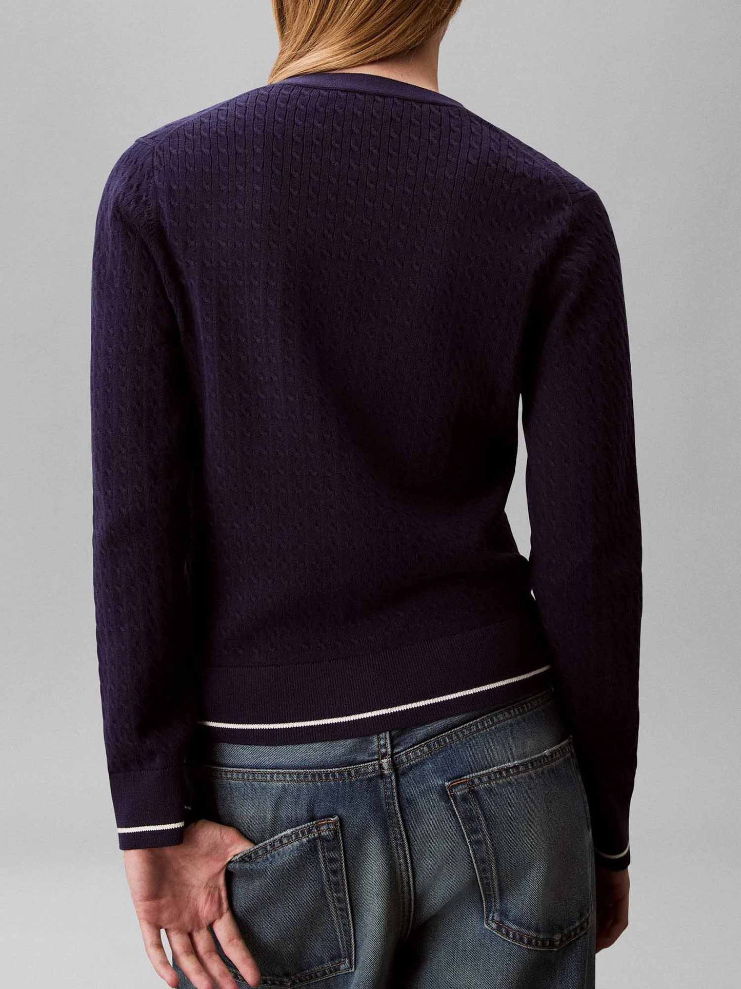 Cardigan blu Calvin Klein Jeans in maglia a trecce da donna